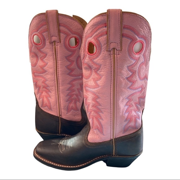 NWT Masterson sz 6 pink brown leather embroidered cowgirl boots - Picture 2 of 16